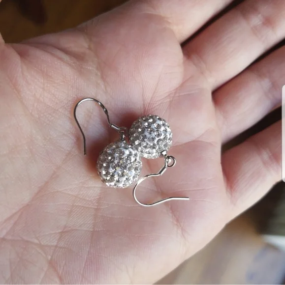 Swarovski Elements 925 Sterling Silver Disco Ball Drop Earrings NEW - Picture 7 of 15